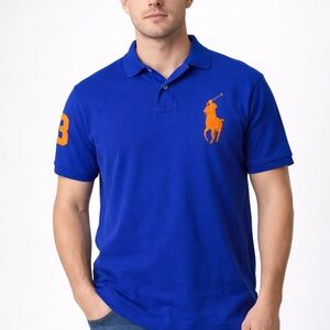 Ralph Lauren Polo Shirt in Royal Blue with Orange Logo
